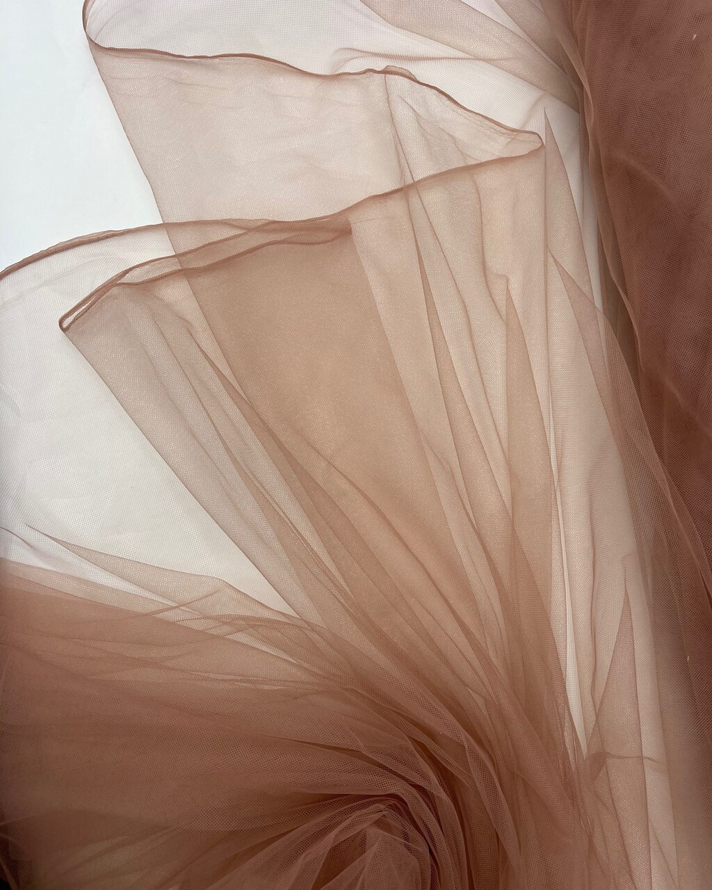 Chocolate Nylon Tulle Fabric by the Yard, 63" Wide Soft Stretch Mesh Fabric for Veils, Wedding Dresses, Decor & Sewing